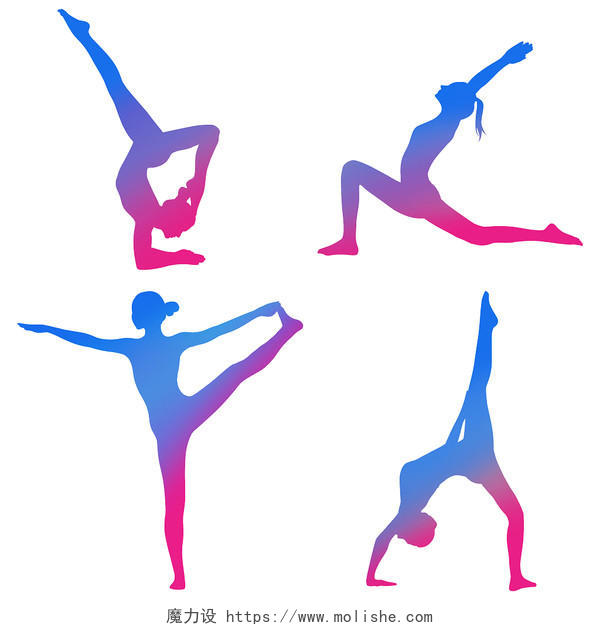 动作愉悦健身瑜伽优美姿势PNG素材健身瑜伽运动元素